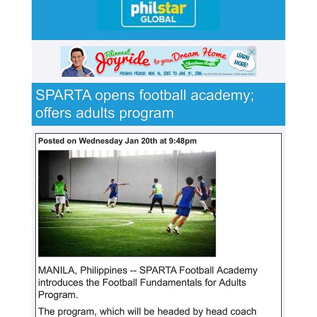 Football Fundamenals for ADULTS starts Feb 6, every Saturday Sunday 2-4pm! Learn the fundamentals of football in ONE MONTH️🏻 Call 09777634402/6553799 or message us on Sparta Philippines FBPhilstar: http://m.philstar.com/314195/show/ed2c1cef84714aa6e1b0da8df777ce5a/? #thisisspartaph #spartaphilippines #SpartanResolution