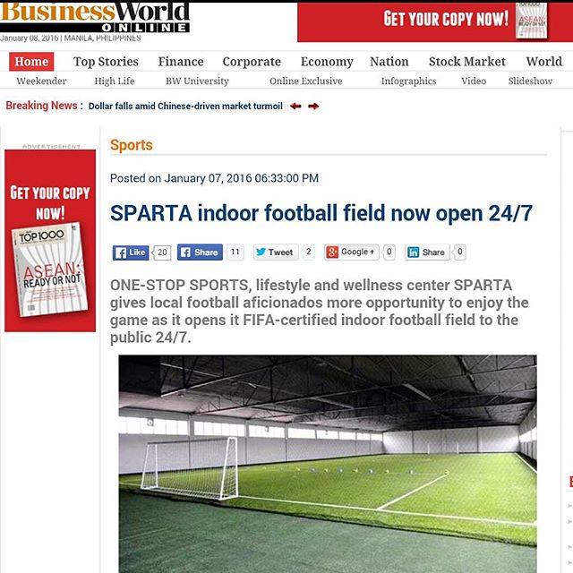 SPARTA IS NOW 24/7!!!  😎 Thank you Business World for featuring us!!! Awooo!!! Read up on the article right here: http://www.bworldonline.com/content.php?section=Sports&title=sparta-indoor-football-field-now-open-247&id=121081#st_refDomain=t.co&st_refQuery=/eLIOqcE8jp#sparta247 #thisisspartaph #changinglifestyle #Spartanstrong #SpartanResolution